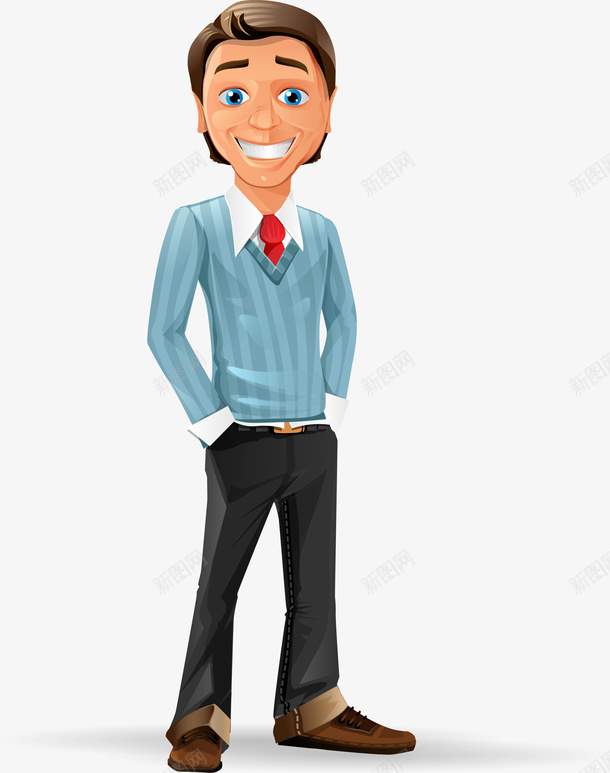 插口袋的卡通手绘商务人士矢量图ai免抠素材_新图网 https://ixintu.com 卡通的人士 平面人物素材 插口袋的商务人士 矢量商务人士 矢量图