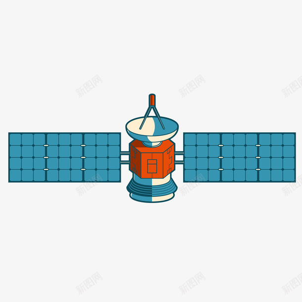 彩色手绘卫星元素矢量图ai免抠素材_新图网 https://ixintu.com 卡通插画 卫星 彩色 扁平化 手绘 方格 电能 科技 矢量图