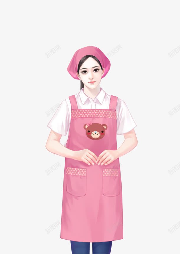粉色围裙女孩png免抠素材_新图网 https://ixintu.com 围裙 图片 女孩 粉色