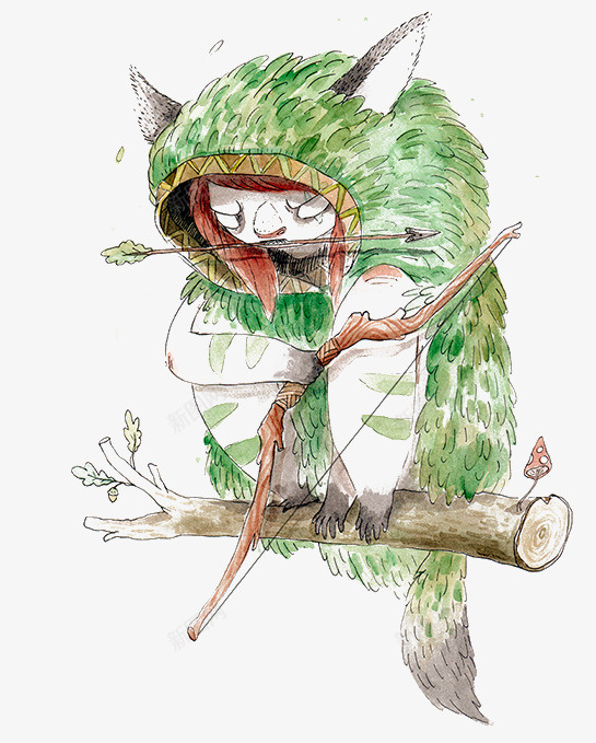 手绘伪装的猫头鹰png免抠素材_新图网 https://ixintu.com 伪装的猫头鹰 创意插画 手绘图案