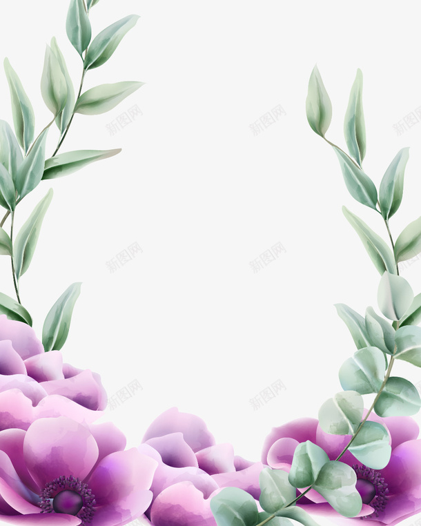 手绘花海报边框花环png免抠素材_新图网 https://ixintu.com Ins 北欧 展板边框 手绘花边框 植物边框 海报边框 简约 邀请函背景