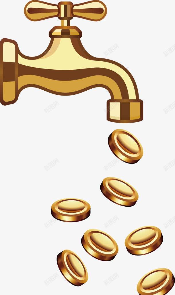 水龙头金币png免抠素材_新图网 https://ixintu.com 水龙头 金属 金币 黄色