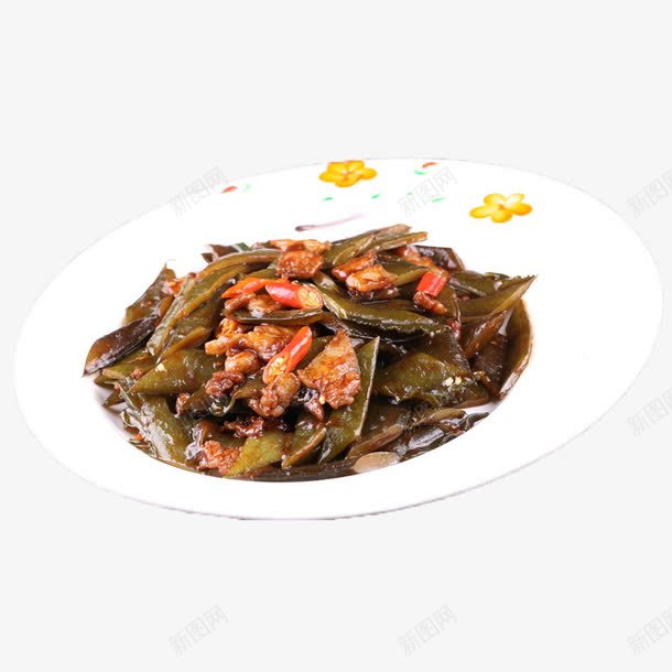 小炒裙带菜png免抠素材_新图网 https://ixintu.com 传统美食 圆盘 小炒 摄影 热菜 白盘 裙带菜 餐饮美食