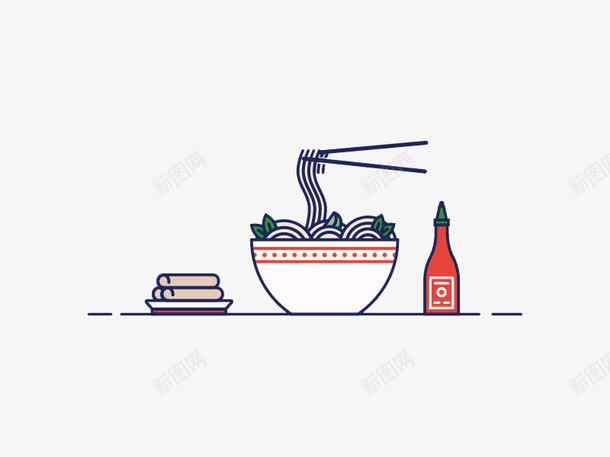 面条png免抠素材_新图网 https://ixintu.com 小菜 番茄酱 矢量插图 面条