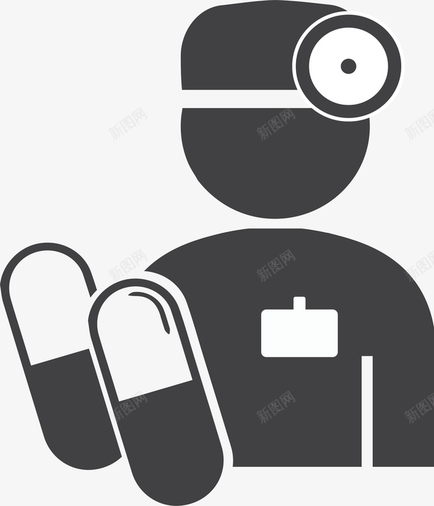 胶囊医生图标矢量图ai_新图网 https://ixintu.com 医生 医疗 医疗图标 矢量png 胶囊 药品 矢量图