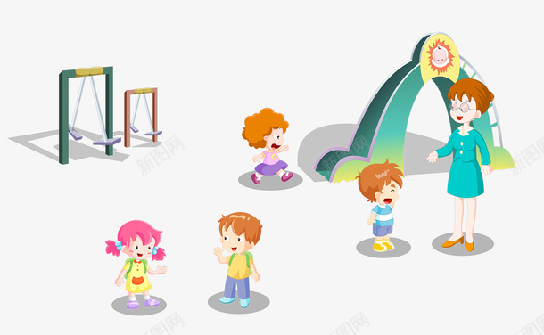 卡通六一儿童节可爱插图玩滑梯的png免抠素材_新图网 https://ixintu.com 儿童节 六一 卡通 卡通六一儿童节可爱插图玩滑梯的孩子们免费下载 可爱插图 孩子们 玩滑梯