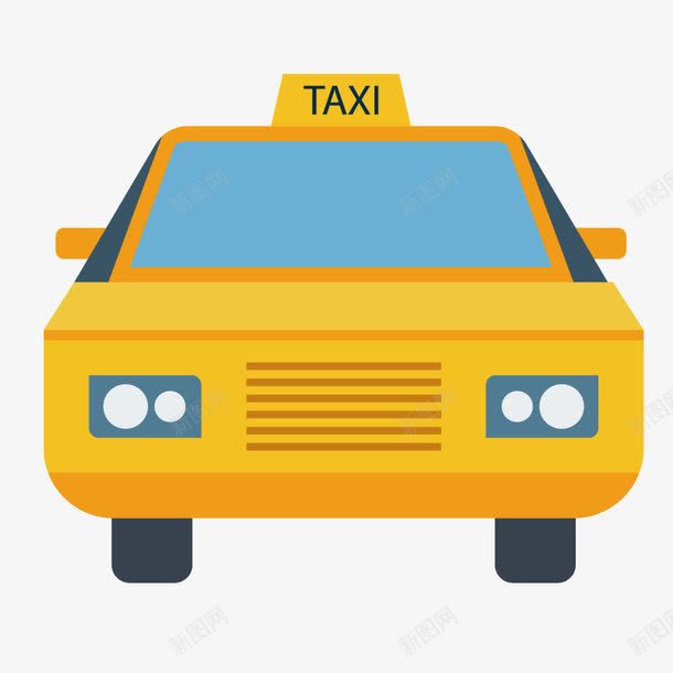 黄色扁平出租车轿车png免抠素材_新图网 https://ixintu.com 出租车 扁平 轿车 黄色