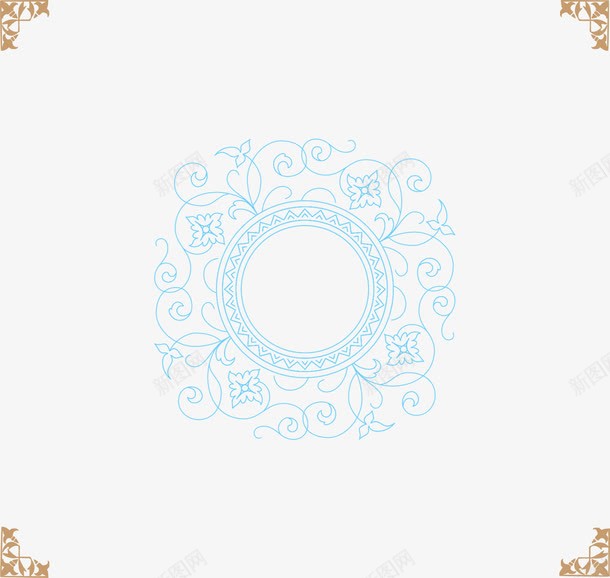 蓝色圆形古典花纹中秋png免抠素材_新图网 https://ixintu.com 中秋 古典 圆形 花纹 蓝色