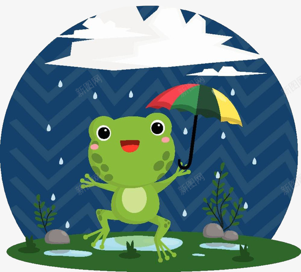卡通下雨撑伞跳跳蛙png免抠素材_新图网 https://ixintu.com 两栖类动物 体外受精 卡通青蛙 手绘青蛙 蛙科 蝌蚪 跳跳蛙