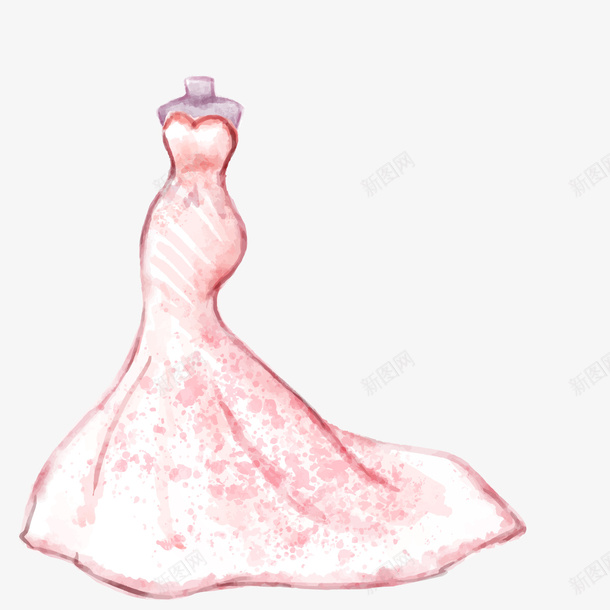 手绘粉红色婚纱矢量图ai免抠素材_新图网 https://ixintu.com 婚礼 婚纱 彩绘 手绘 服装 粉红色 矢量图