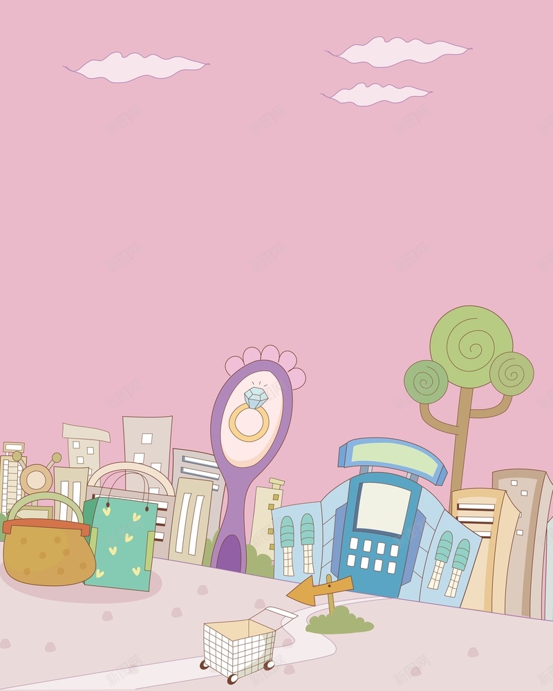 矢量卡通手绘插画美妆促销背景ai设计背景_新图网 https://ixintu.com 促销 公主 卡通 女性 手绘 插画 服饰 海报 矢量 粉色 美妆 背景 镜子 鞋包 矢量图