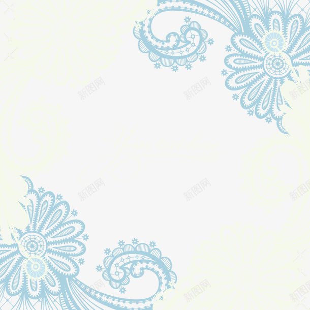 蓝色花纹背景矢量图ai免抠素材_新图网 https://ixintu.com 布艺 手绘 花朵 花边 蕾丝 矢量图