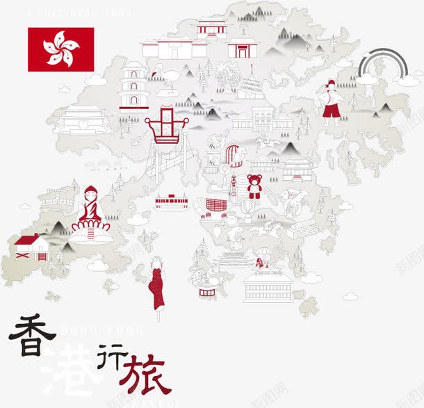 香港旅游矢量图eps免抠素材_新图网 https://ixintu.com 中华人民共和国香港特别行政区 中国香港 地标建筑 插画 旅游 矢量图 紫荆公园 香港 香港