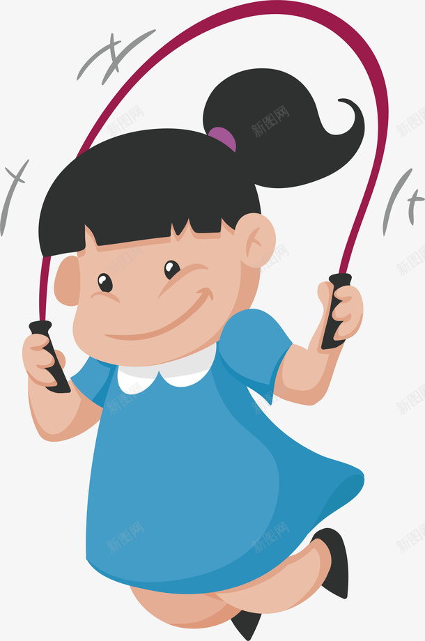 跳绳的小女孩矢量图ai免抠素材_新图网 https://ixintu.com 健康 卡通 微笑 运动 矢量图