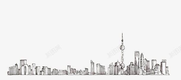 手绘城市风景png免抠素材_新图网 https://ixintu.com 城市风景 建筑物