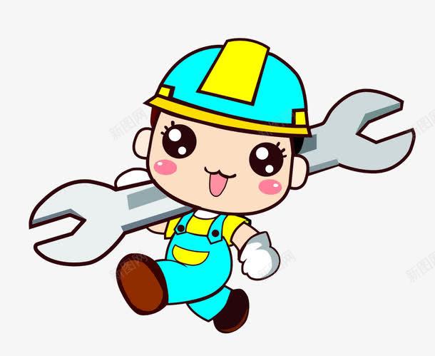 手绘卡通维修工png免抠素材_新图网 https://ixintu.com png素材 扳子 维修工 绿帽 绿衣
