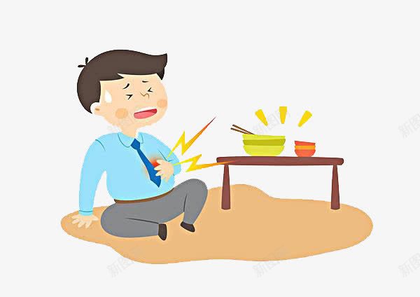 肚子痛的男子png免抠素材_新图网 https://ixintu.com 医疗 医药 手绘卡通 捂肚子 疾病 碗筷 筷子 筷子手绘 肚子痛 装饰