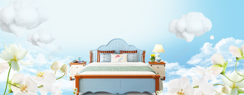 家装节创意棉花云层看色bannerpsd设计背景_新图网 https://ixintu.com 云朵 几何 家装 家装节 广告 房屋 春天 木质 棉花 沙发 温馨家居 素材 背景 装修 设计