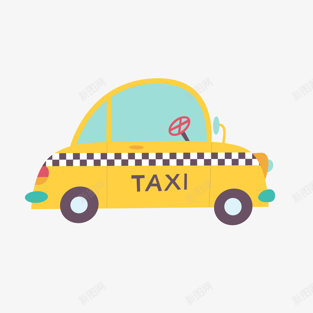 黄色出租车交通工具png免抠素材_新图网 https://ixintu.com 交通工具 小汽车 背景装饰 黄色出租车