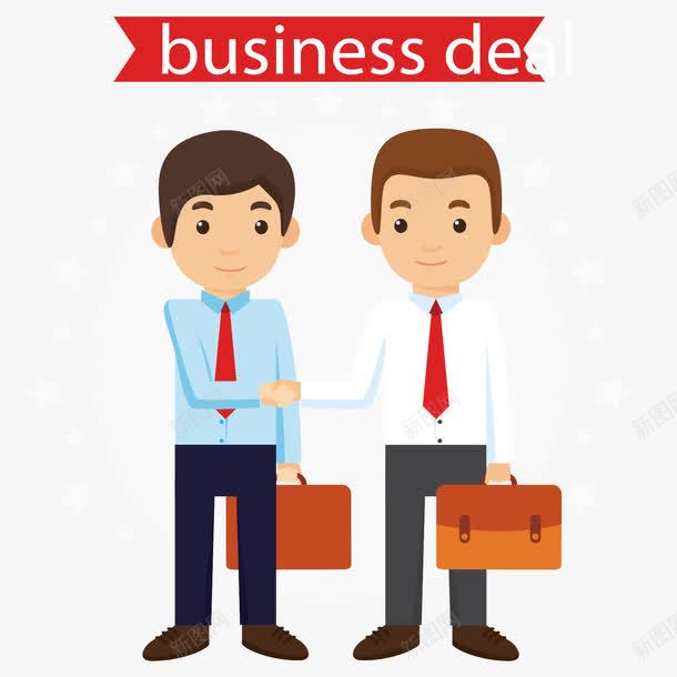 手绘卡通握手的两个人png免抠素材_新图网 https://ixintu.com 卡通 手绘 握手