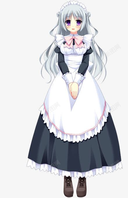 白色女仆裙女孩png免抠素材_新图网 https://ixintu.com 女仆 女孩 白色