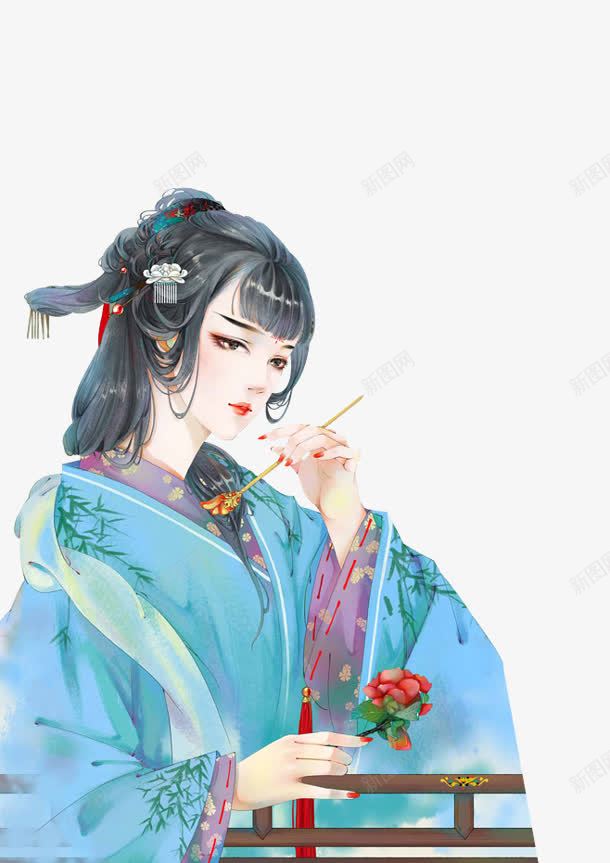 手绘唯美古风仕女png免抠素材_新图网 https://ixintu.com 仕女 古代仕女图 古风