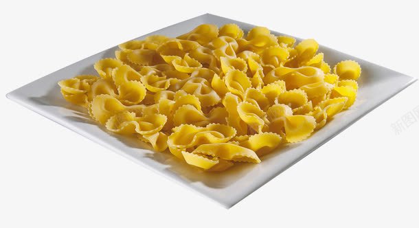面食png免抠素材_新图网 https://ixintu.com 白色盘子 美食 蝴蝶面 通心粉 面粉 面食 食物 黄色