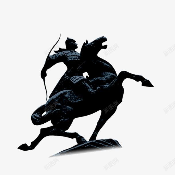 古代人物雕塑png免抠素材_新图网 https://ixintu.com 弓箭 雕塑 骑马