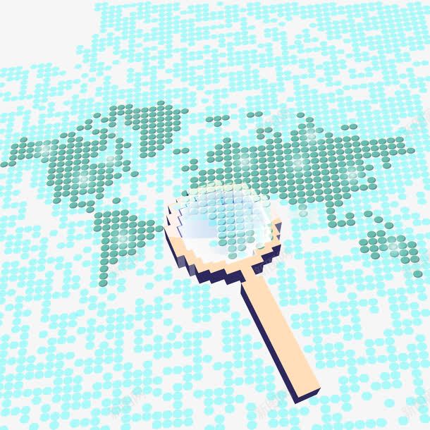 像素格世界地图png免抠素材_新图网 https://ixintu.com 世界地图 像素格世界地图 放大镜 矢量世界地图