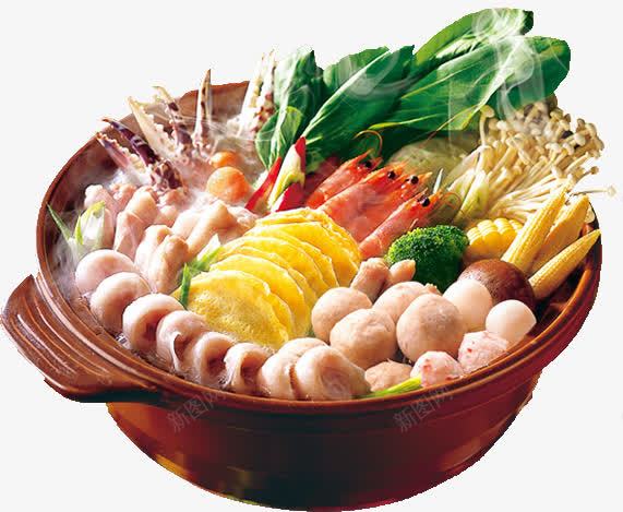 火锅原料png免抠素材_新图网 https://ixintu.com 火锅 菜料 虾 蛋饺 金针菇 青菜