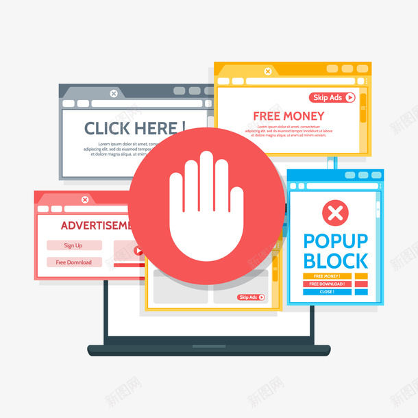 拒绝广告矢量图ai免抠素材_新图网 https://ixintu.com AD PNG免抠图下载 互联网 弹窗 网页 装饰 矢量图