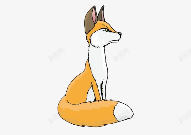 卡通狐狸矢量图ai免抠素材_新图网 https://ixintu.com 狐狸 蹲着 长耳朵 黄色 矢量图
