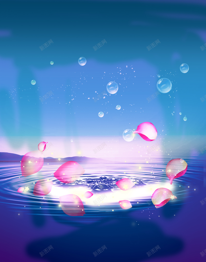 面膜海报背景psd设计背景_新图网 https://ixintu.com 保湿 化妆品 护肤品 植物 水波 水润 玫瑰 玫瑰面膜图片下载 简约 花瓣 蓝色 面膜
