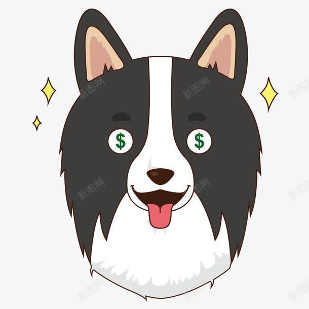 眼睛里都是钱的小花狗png免抠素材_新图网 https://ixintu.com 创意 卡通 商务 小花狗 开心 彩色 手绘 眼睛 钱的符号