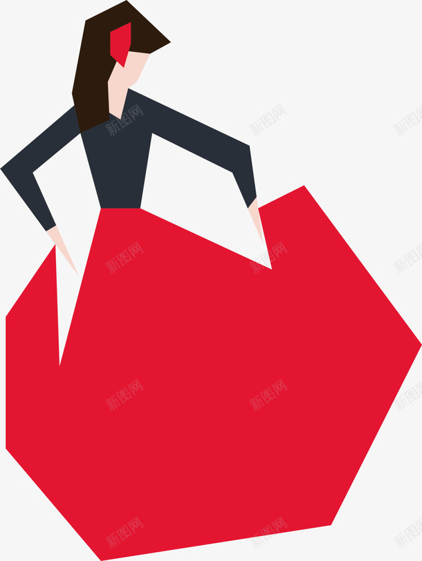 红色美丽扁平舞女png免抠素材_新图网 https://ixintu.com 扁平女孩 美丽女孩 舞女 舞姿 舞者 舞蹈 艺术 跳舞