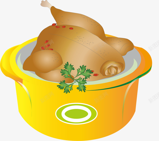卡通砂锅炖鸡肉矢量图ai免抠素材_新图网 https://ixintu.com AI矢量图 免抠图元 卡通砂锅设计 药膳汤 药膳鸡 鸡肉设计 黄色设计 矢量图