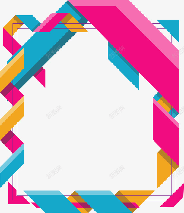 艺术感几何装饰框矢量图ai免抠素材_新图网 https://ixintu.com 几何装饰框 几何边框 彩带边框 彩色彩带 彩色边框 矢量png 矢量图