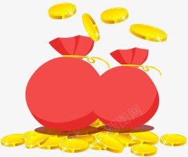 两只红色钱包金币png免抠素材_新图网 https://ixintu.com 两只 红色钱包 金币