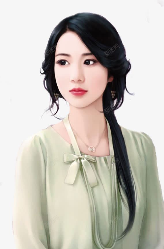 古风黑色长发绿衣女子png免抠素材_新图网 https://ixintu.com 古风 女子 绿衣 长发 黑色