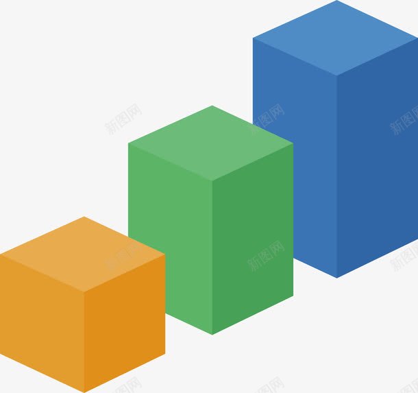三色柱形图png免抠素材_新图网 https://ixintu.com 几何体 柱形图 矢量png 立体效果 立方体