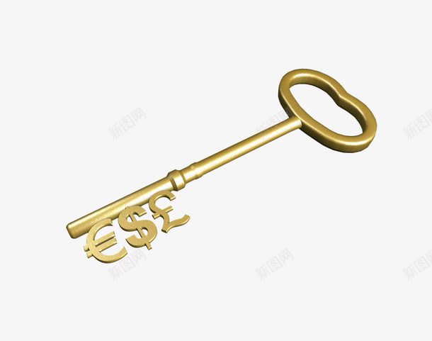 财富钥匙png免抠素材_新图网 https://ixintu.com 插画 财富钥匙 金色 金融 金钱符号 钥匙