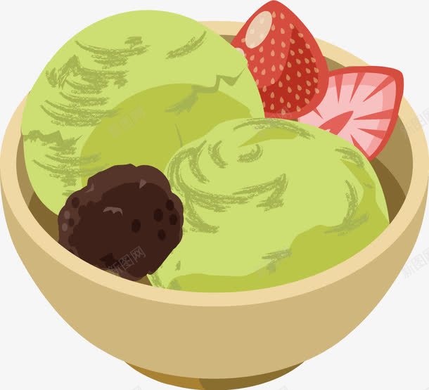 手绘抹茶冰激凌png免抠素材_新图网 https://ixintu.com 冰激凌 手绘 抹茶