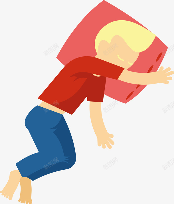 睡觉男孩矢量图eps免抠素材_新图网 https://ixintu.com 小男孩 枕头 睡觉 矢量枕头 矢量男孩 矢量睡觉 红色枕头 矢量图