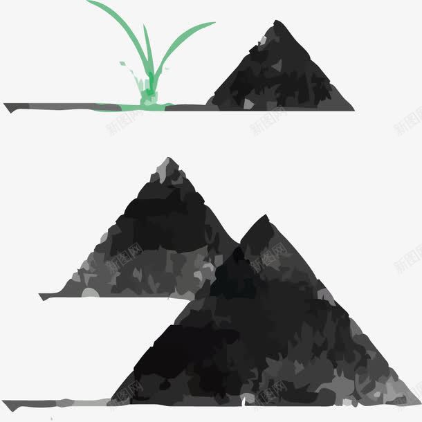 水墨谷堆与禾苗png免抠素材_新图网 https://ixintu.com 手绘插画 水墨谷堆 矢量素材 禾苗png