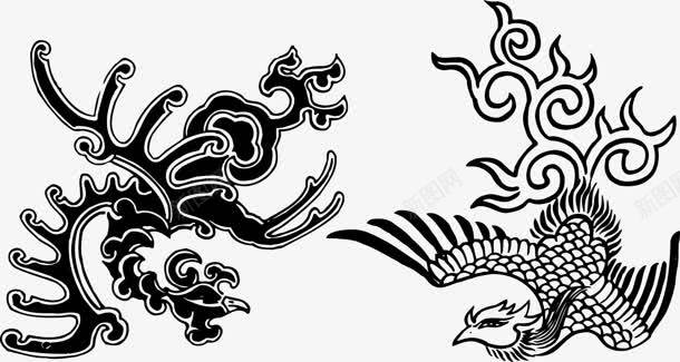 龙凤纹样凤凰花纹装饰png免抠素材_新图网 https://ixintu.com 凤凰 纹样 花纹 装饰 龙凤