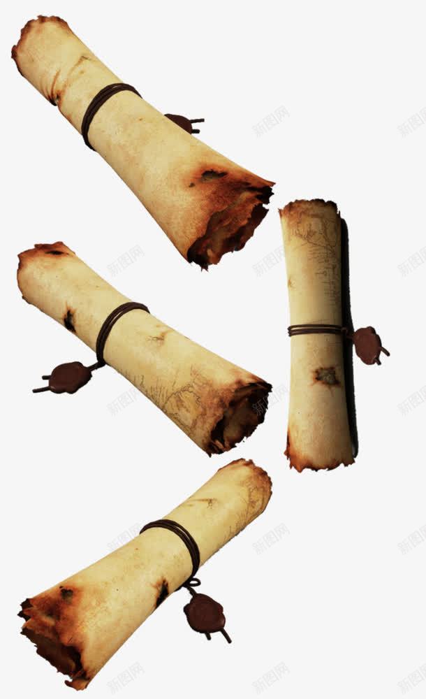 复古卷皮纸png免抠素材_新图网 https://ixintu.com 卡通 卷皮纸 复古 牛皮纸 破旧