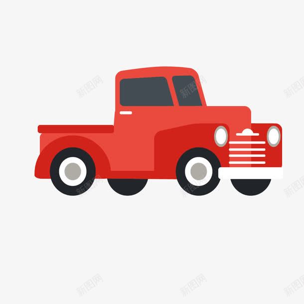 手绘简约红色小货车png免抠素材_新图网 https://ixintu.com 小货车 手绘 简约 红色