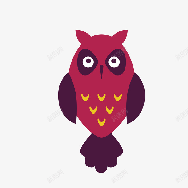 紫红色可爱猫头鹰矢量图eps免抠素材_新图网 https://ixintu.com 创意 动物 卡通 图案 小清新 扁平化 紫红色 装饰 鸟儿 鸟类 矢量图