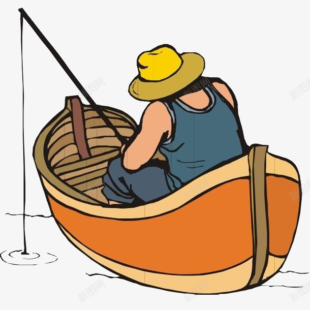 渔民静静的钓鱼psd免抠素材_新图网 https://ixintu.com 卡通 插画 渔民 钓鱼
