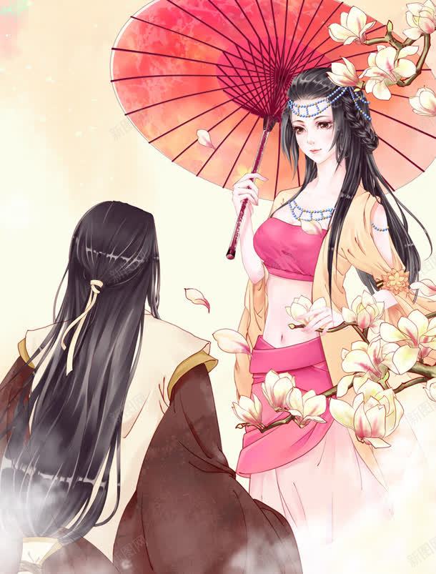 手绘梦幻撑伞的美女jpg设计背景_新图网 https://ixintu.com 梦幻 美女